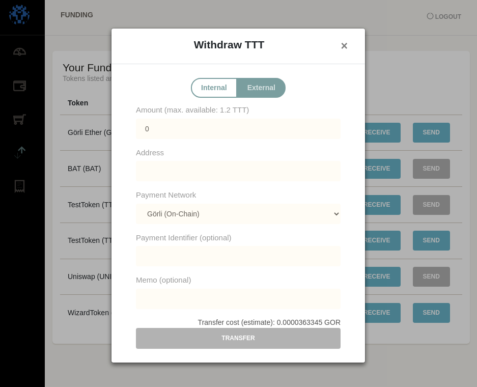 Transfer Modal